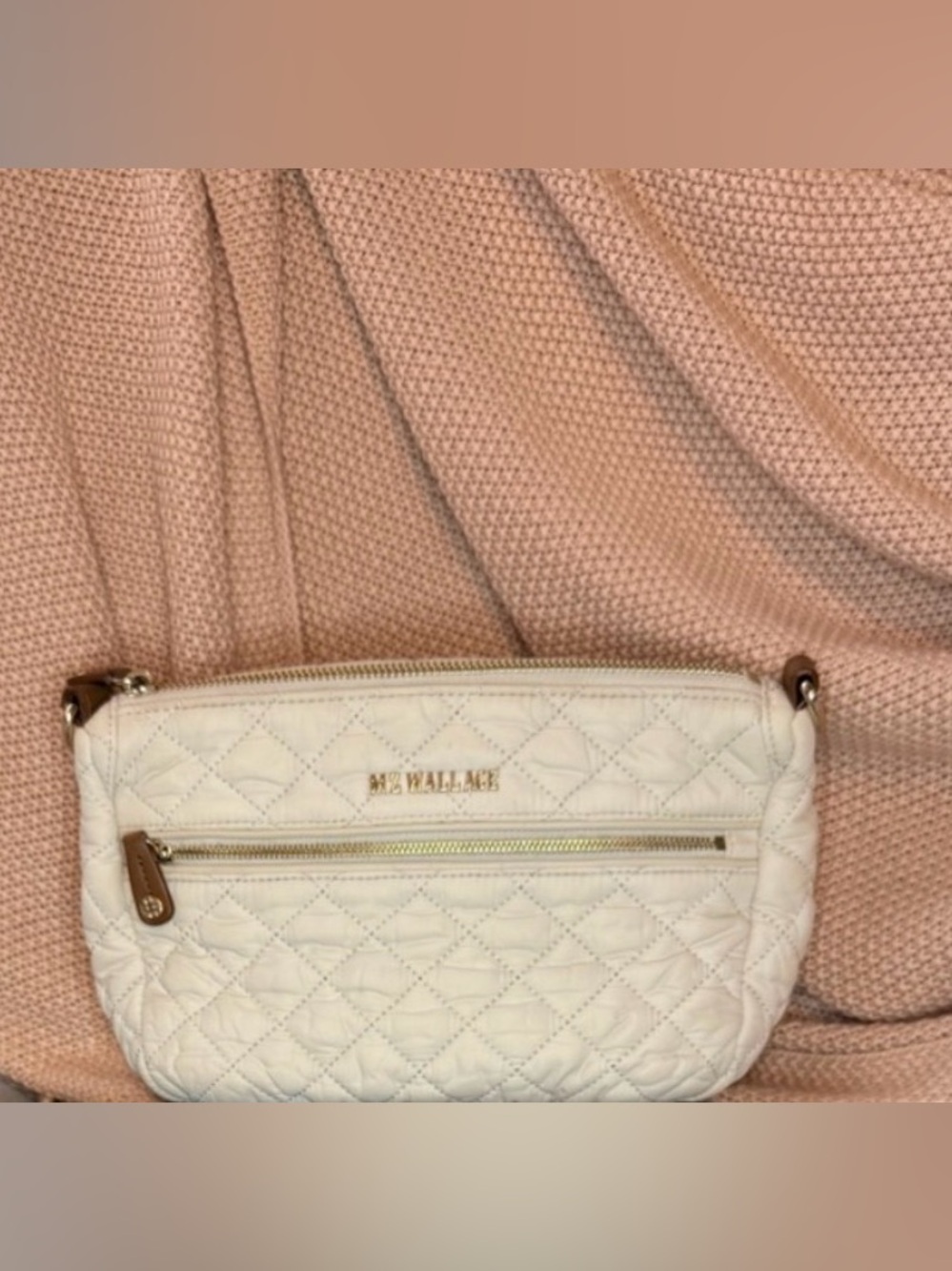 MZ Wallace Cream Quilted Crossbody No straps